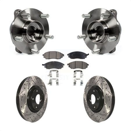 Front Hub Bearing Drill Slot Brake Rotor Pads Kit For INFINITI G37 EX35 G35 QX50 QX70 M35 KBB-102958