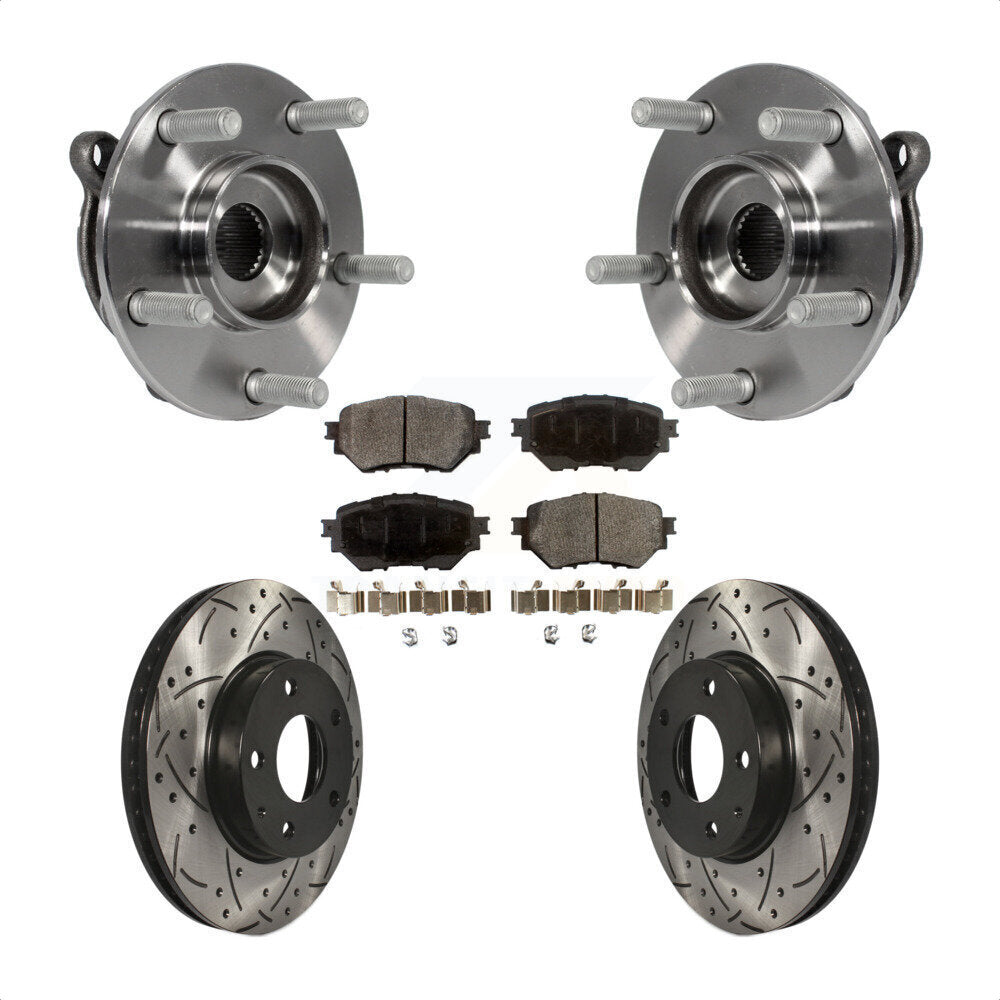 Front Hub Bearing Assembly Coated Drilled Slotted Brake Rotor & Pad Kit For Mazda 3 Sport KBB-102976