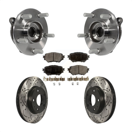 Front Hub Bearing Assembly Coated Drilled Slotted Brake Rotor & Pad Kit For Mazda 3 Sport KBB-102976