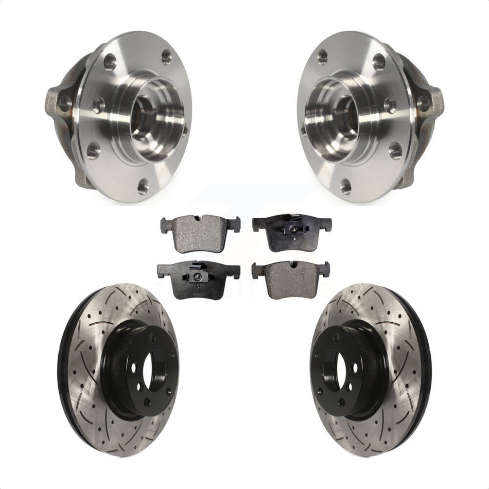 Front Hub Bearing Assembly With Coated Drilled Slotted Disc Brake Rotors And Semi-Metallic Pads Kit For BMW X3 X4 KBB-102985