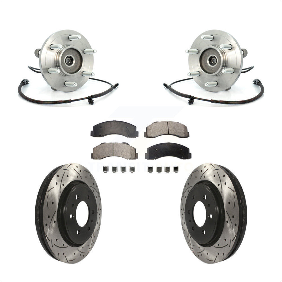 Front Hub Bearing Coated Drill Slot Brake Rotor Pad Kit For Ford F-150 Expedition Lincoln KBB-103029