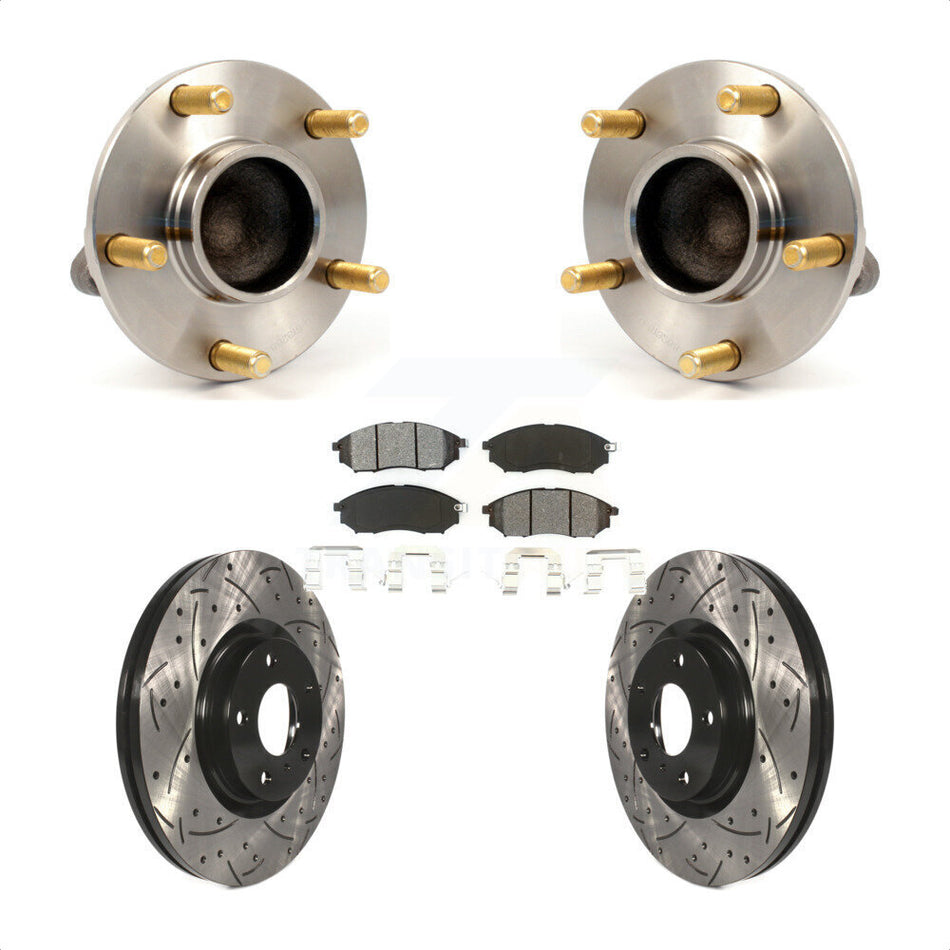 Front Hub Bearing Assembly With Coated Drilled Slotted Disc Brake Rotors And Semi-Metallic Pads Kit For Infiniti G35 Nissan 350Z INFINITI KBB-103098