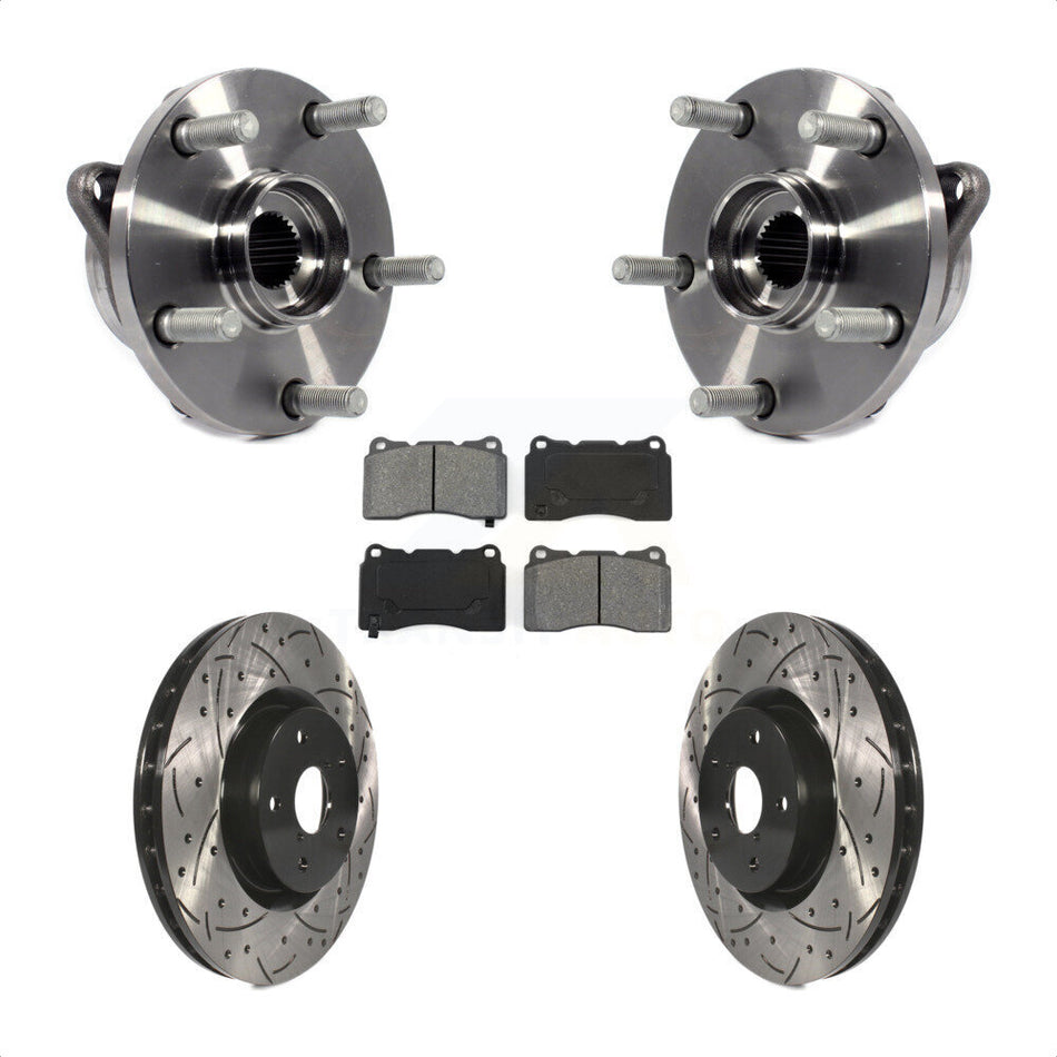 Front Hub Bearing Assembly With Coated Drilled Slotted Disc Brake Rotors And Semi-Metallic Pads Kit For Subaru Impreza WRX STI KBB-103127