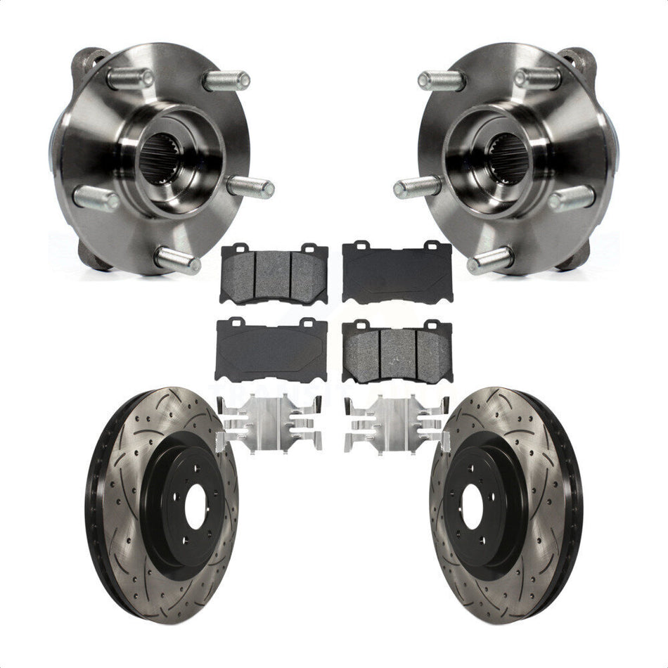 Front Hub Bearing Drilled Slot Brake Rotor Pad Kit For INFINITI Q50 Q60 M37 FX50 QX70 Q70 KBB-103153