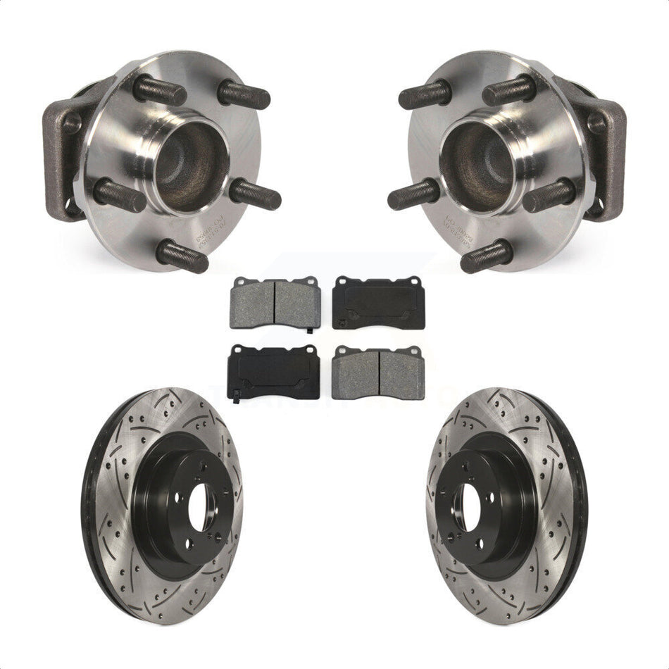 Front Hub Bearing Assembly With Coated Drilled Slotted Disc Brake Rotors And Semi-Metallic Pads Kit For 2019 Toyota 86 TRD Special Edition Without Brembo Brakes KBB-103166