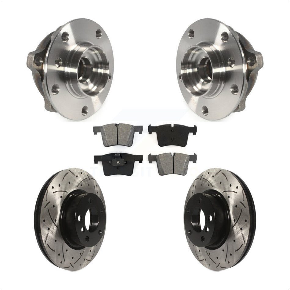 Front Hub Bearing Assembly With Coated Drilled Slotted Disc Brake Rotors And Semi-Metallic Pads Kit For BMW X3 X4 KBB-103180