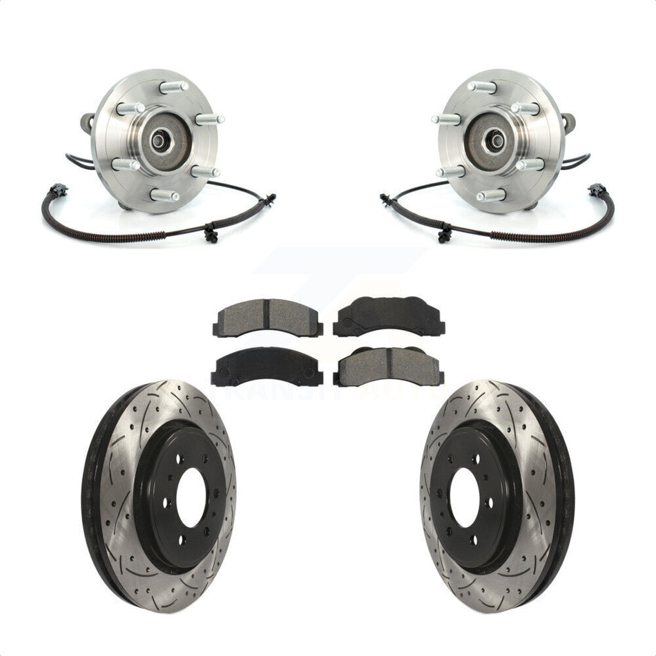 Front Hub Bearing Coated Drill Slot Brake Rotor Pad Kit For Ford F-150 Expedition Lincoln KBB-103224