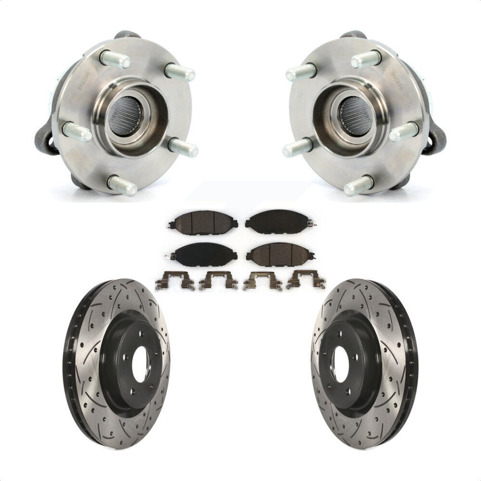 Front Hub Bearing Assembly With Coated Drilled Slotted Disc Brake Rotors And Ceramic Pads Kit For Nissan Pathfinder Murano INFINITI QX60 JX35 KBB-103323