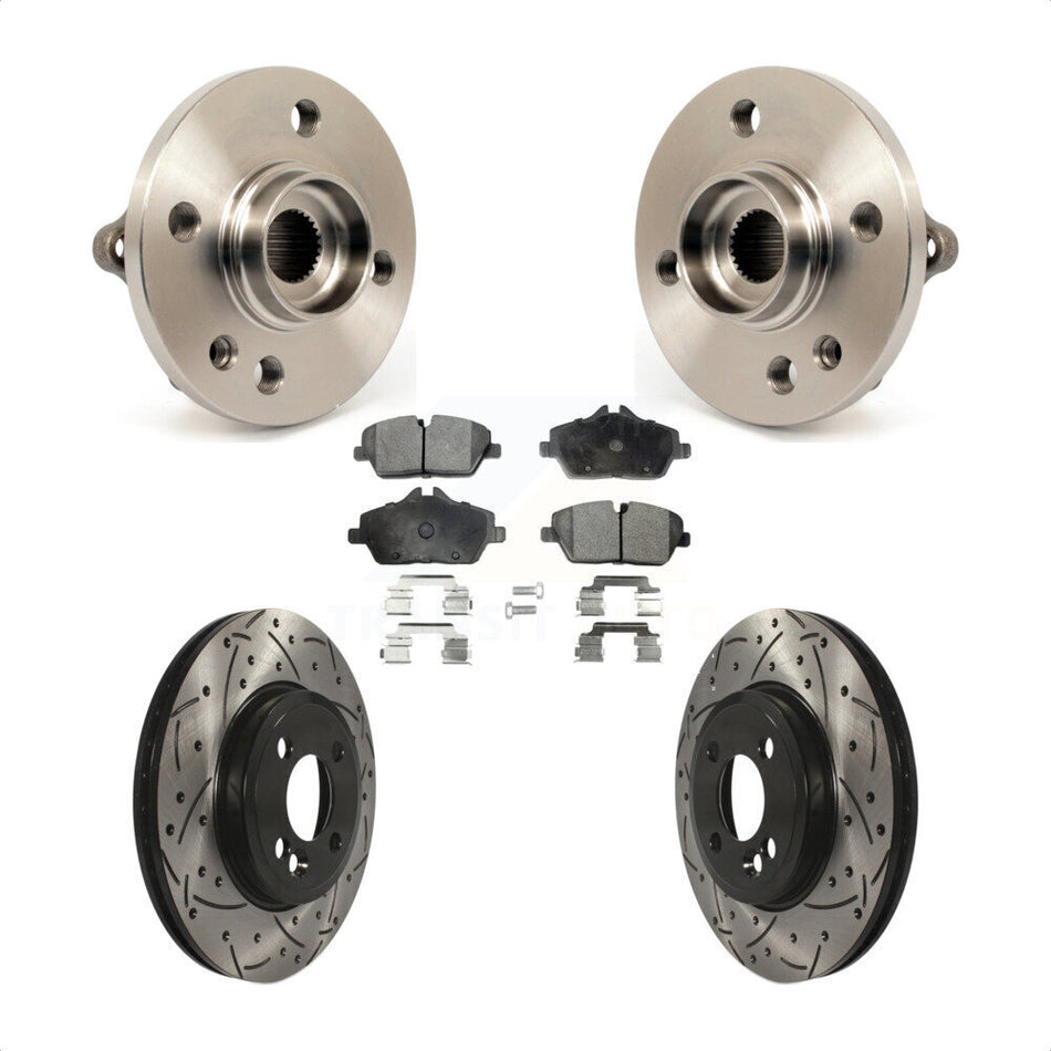 Front Hub Bearing Assembly With Coated Drilled Slotted Disc Brake Rotors And Ceramic Pads Kit For Mini Cooper KBB-103337