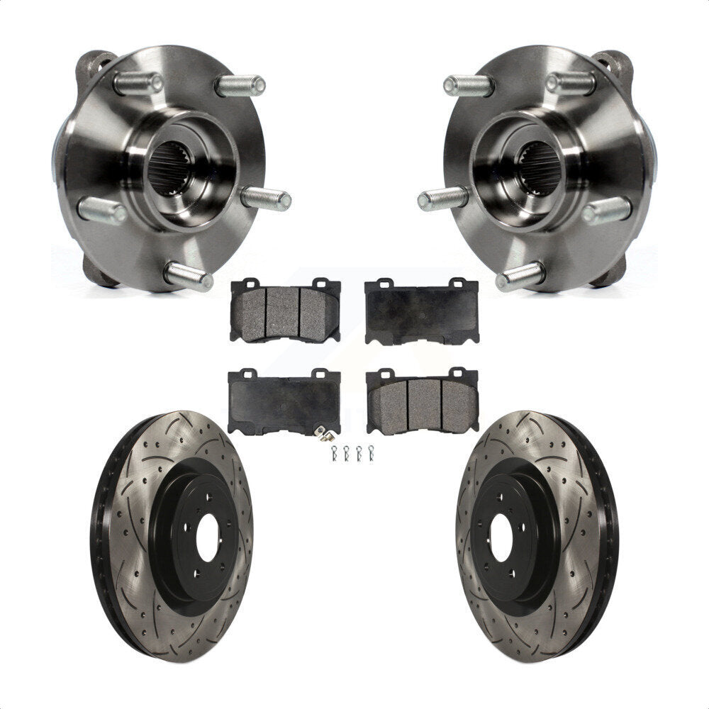 Front Hub Bearing Drilled Slot Brake Rotor Pad Kit For INFINITI Q50 Q60 M37 FX50 QX70 Q70 KBB-103356