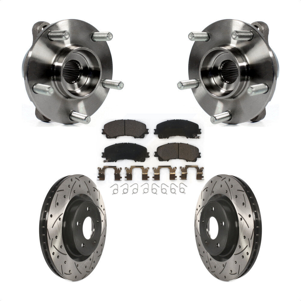 Front Hub Bearing Assembly Drilled Slot Brake Rotor Pad Kit For INFINITI Q50 QX50 Q60 AWD KBB-103357