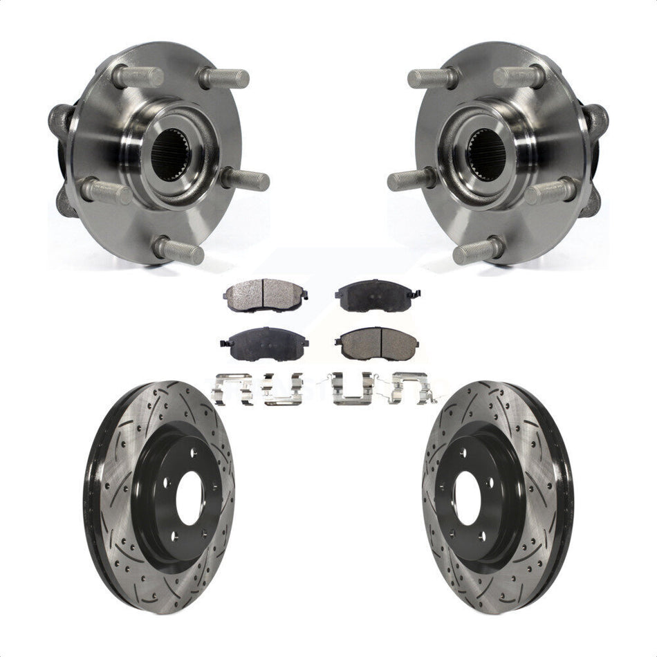 Front Hub Bearing Assembly With Coated Drilled Slotted Disc Brake Rotors And Ceramic Pads Kit For Nissan Juke KBB-103359