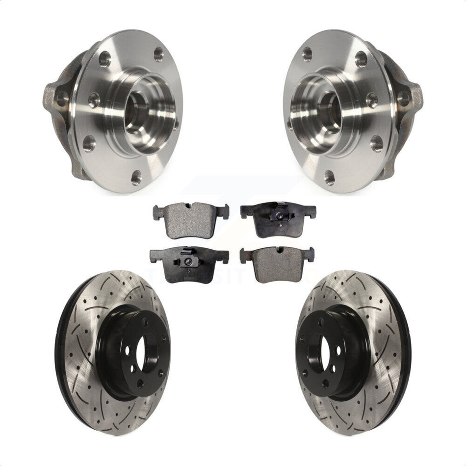 Front Hub Bearing Assembly With Coated Drilled Slotted Disc Brake Rotors And Ceramic Pads Kit For BMW X3 X4 KBB-103383