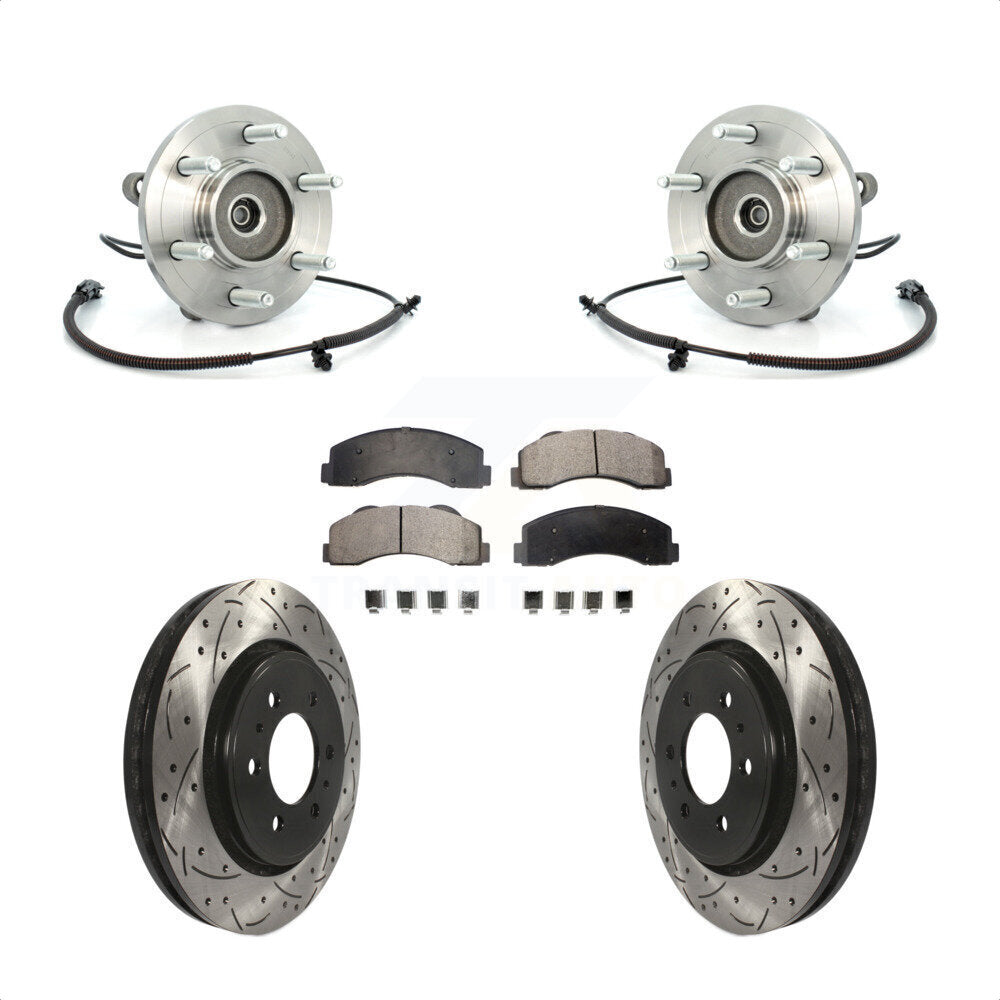 Front Hub Bearing Coated Drill Slot Brake Rotor Pad Kit For Ford F-150 Expedition Lincoln KBB-103427