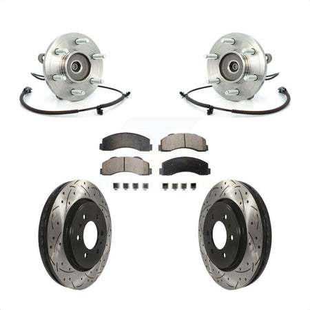 Front Hub Bearing Coated Drill Slot Brake Rotor Pad Kit For Ford F-150 Expedition Lincoln KBB-103427