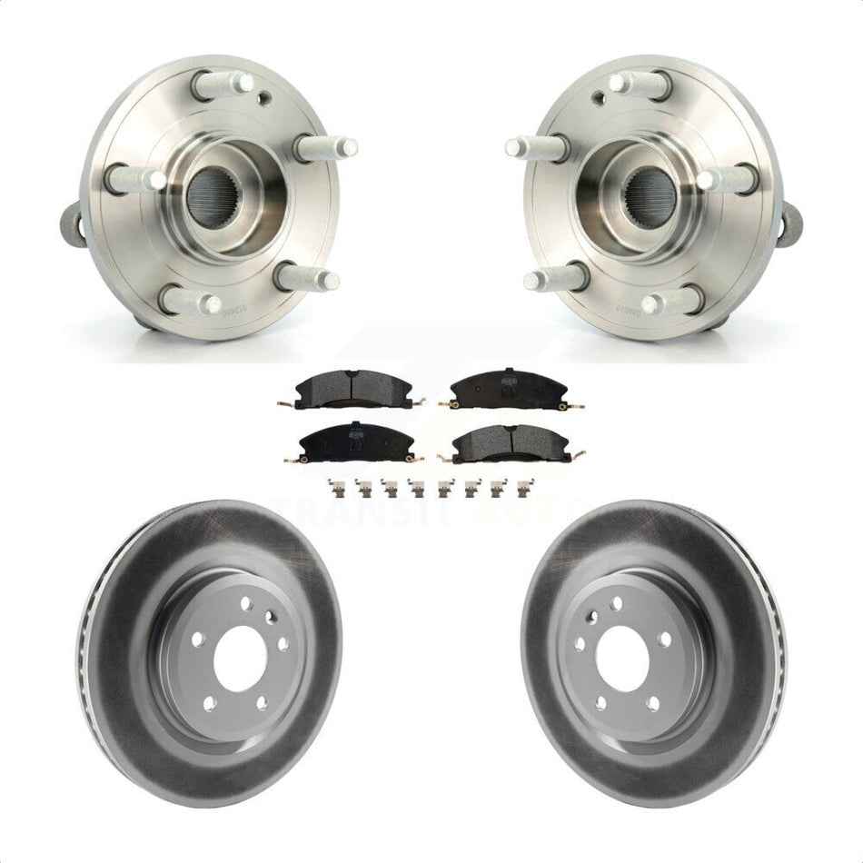 Front Hub Bearing Assembly With Coated Disc Brake Rotors And Semi-Metallic Pads Kit For 2013 Ford Explorer Sport Heavy Duty Brakes KBB-103455