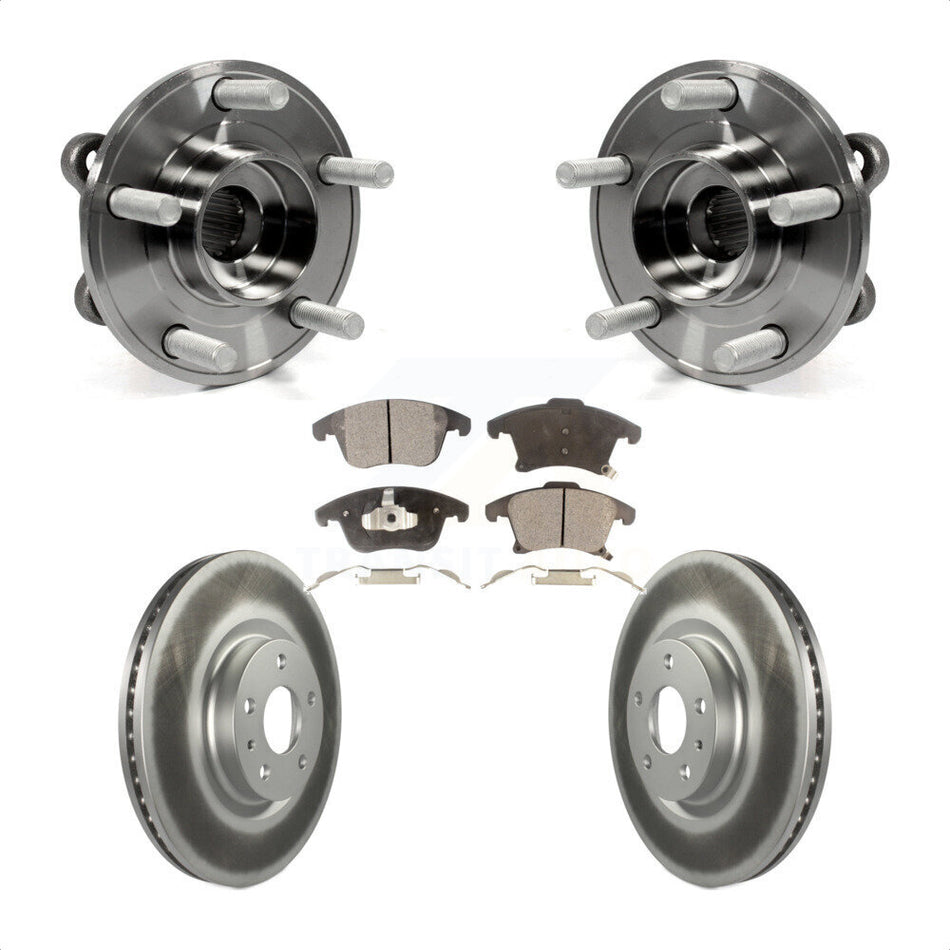 Front Hub Bearing Assembly With Coated Disc Brake Rotors And Semi-Metallic Pads Kit For Ford Fusion Lincoln MKZ KBB-103458