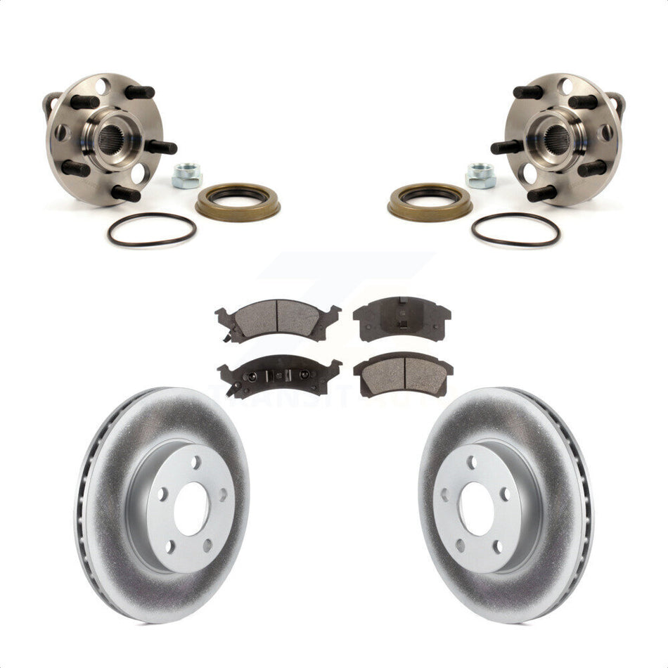 Front Hub Bearing Assembly Coated Brake Rotor Pads Kit For Chevrolet Cavalier Pontiac Sunfire Grand Am Buick Skylark Corsica Oldsmobile Achieva Beretta Sunbird Cutlass Calais KBB-103469