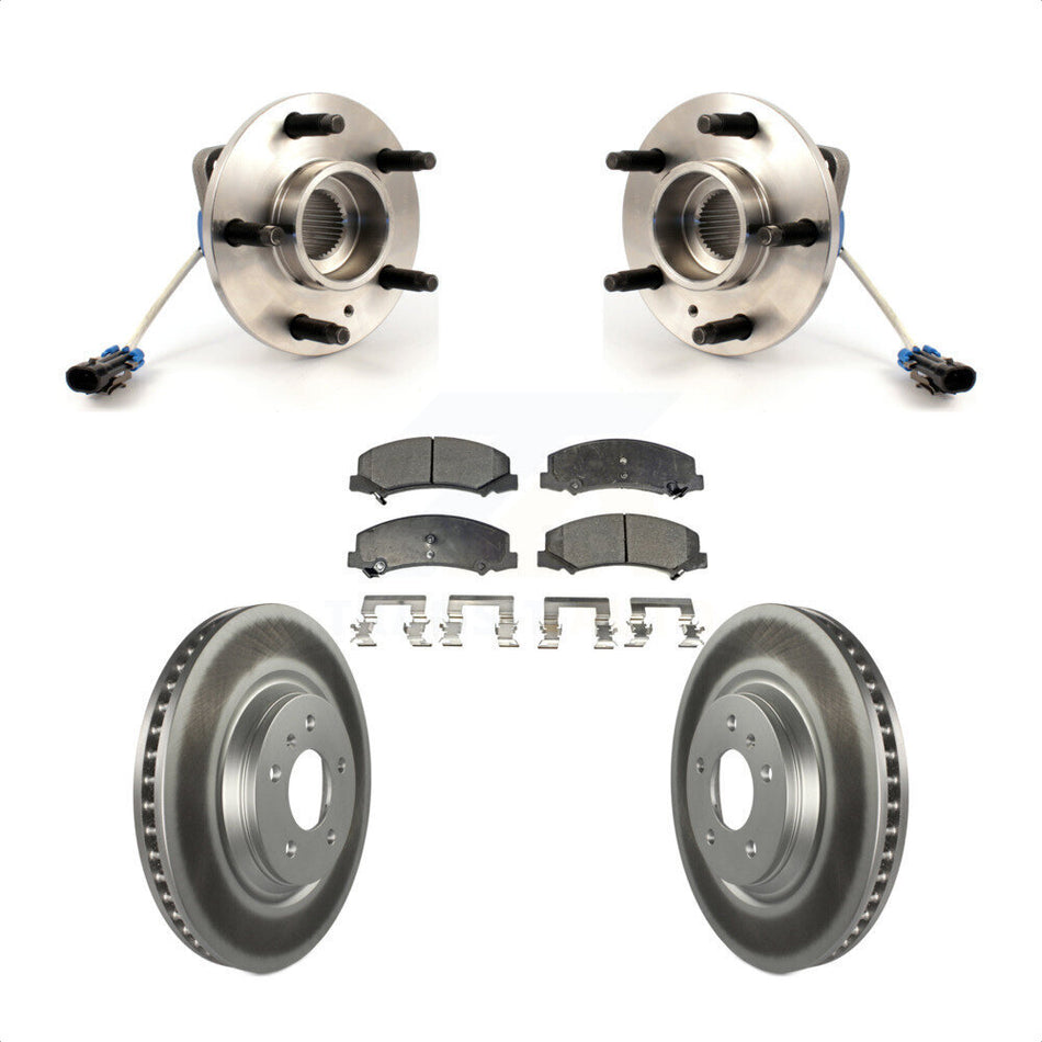 Front Hub Bearing Assembly With Coated Disc Brake Rotors And Semi-Metallic Pads Kit For Chevrolet Buick Lucerne Impala Limited LaCrosse Allure KBB-103487