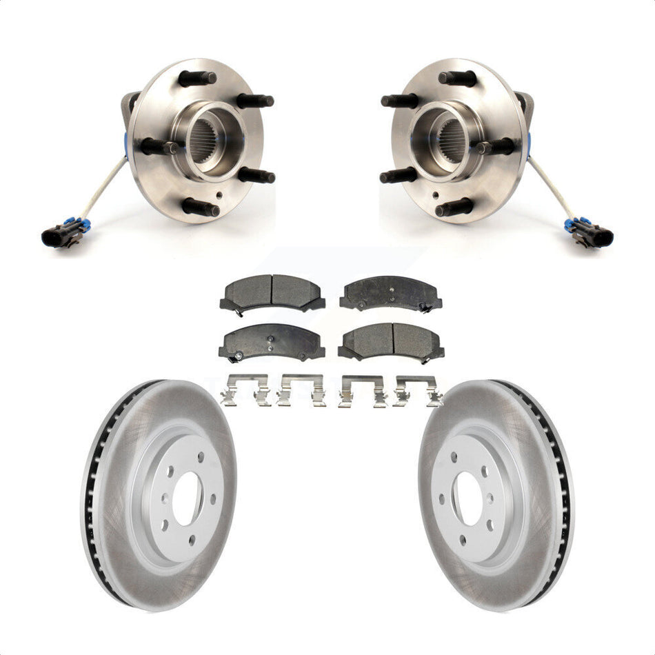Front Hub Bearing Assembly With Coated Disc Brake Rotors And Semi-Metallic Pads Kit For Chevrolet Impala Buick Lucerne Limited Monte Carlo KBB-103488