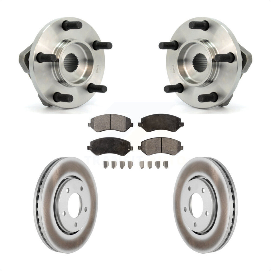 Front Hub Bearing Assembly With Coated Disc Brake Rotors And Semi-Metallic Pads Kit For Dodge Chrysler Town & Country Grand Caravan Voyager KBB-103490
