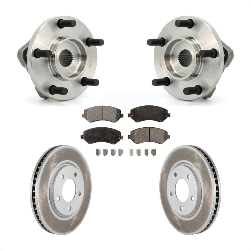 Front Hub Bearing Assembly With Coated Disc Brake Rotors And Semi-Metallic Pads Kit For Dodge Grand Caravan Chrysler Voyager KBB-103492