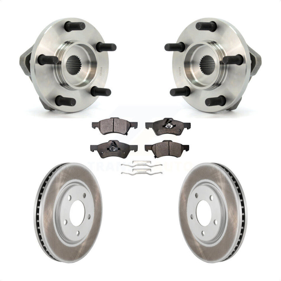 Front Hub Bearing Assembly With Coated Disc Brake Rotors And Semi-Metallic Pads Kit For Dodge Grand Caravan Chrysler Town & Country KBB-103493