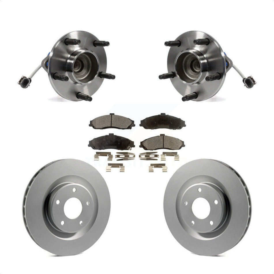 Front Hub Bearing Assembly With Coated Disc Brake Rotors And Semi-Metallic Pads Kit For Chevrolet Corvette Cadillac XLR KBB-103499