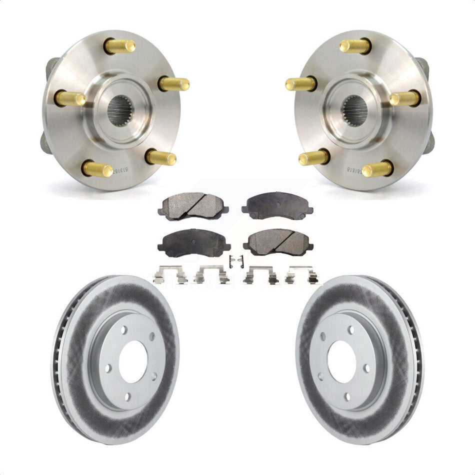 Front Hub Bearing Assembly With Coated Disc Brake Rotors And Semi-Metallic Pads Kit For Mitsubishi Chrysler Sebring Galant Dodge Stratus Eclipse KBB-103501