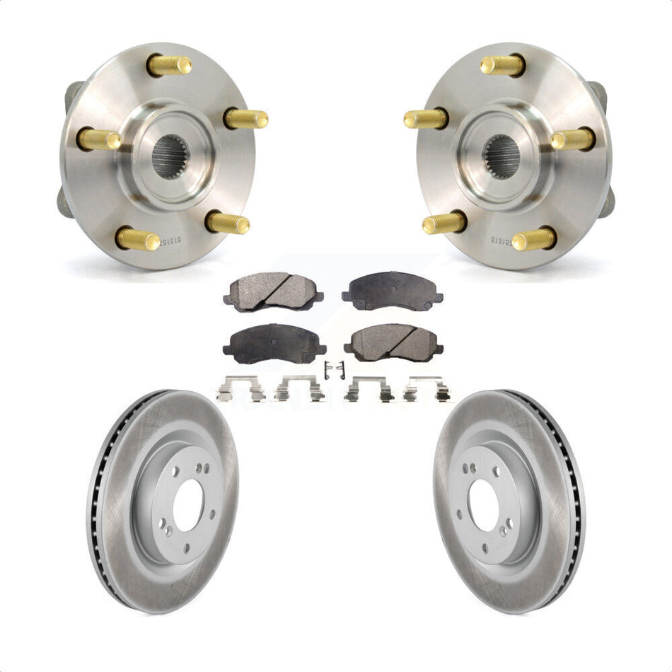 Front Hub Bearing Assembly With Coated Disc Brake Rotors And Semi-Metallic Pads Kit For 2006 Mitsubishi Eclipse To 10 31 05 KBB-103502