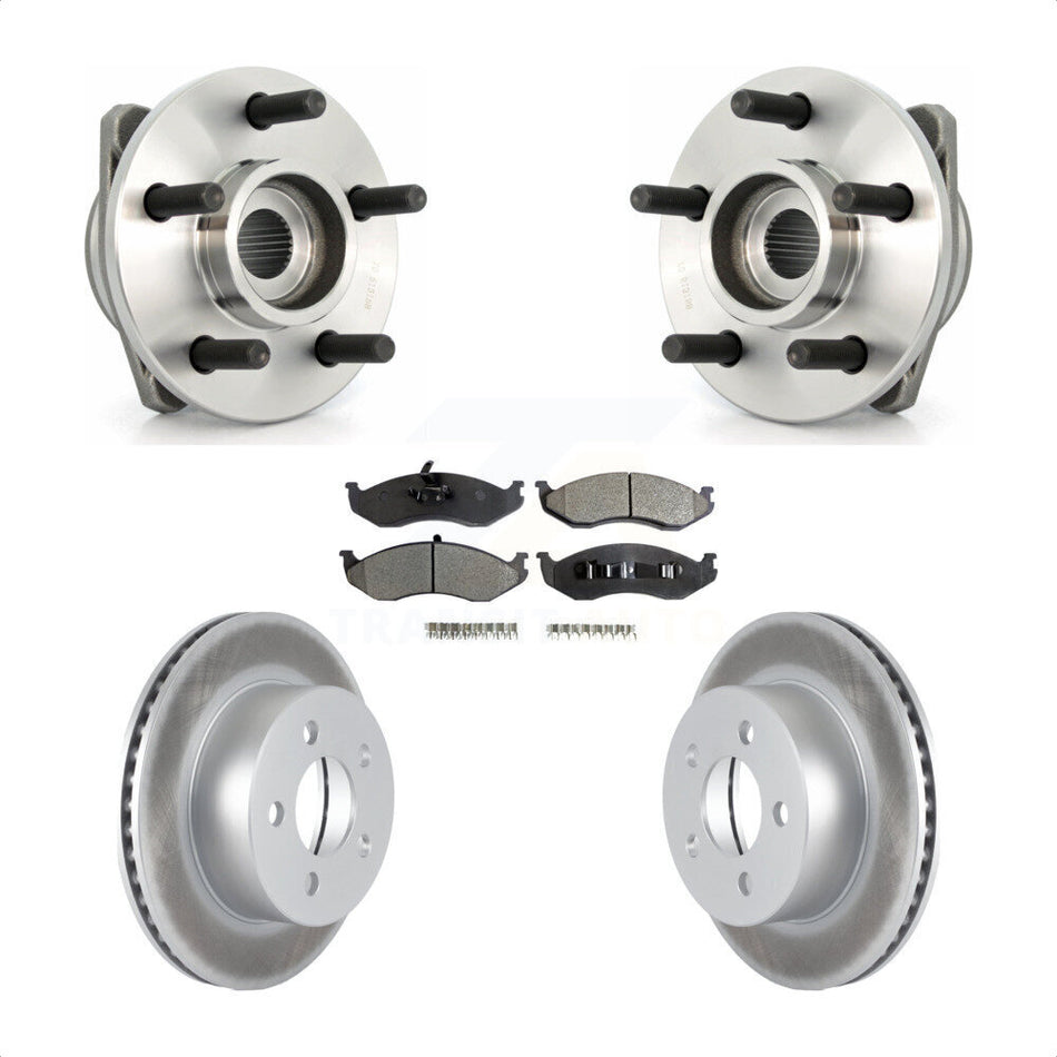 Front Hub Bearing Assembly With Coated Disc Brake Rotors And Semi-Metallic Pads Kit For Jeep Wrangler Cherokee TJ KBB-103503