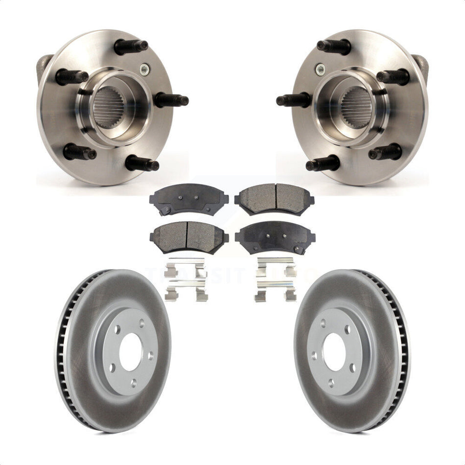 Front Hub Bearing Assembly With Coated Disc Brake Rotors And Semi-Metallic Pads Kit For Chevrolet Impala Monte Carlo Non-ABS KBB-103507