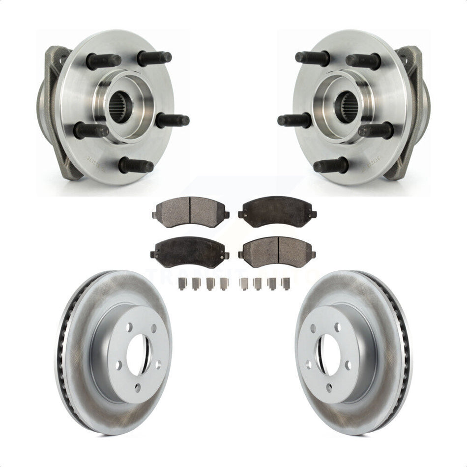 Front Hub Bearing Assembly With Coated Disc Brake Rotors And Semi-Metallic Pads Kit For 2002-2005 Jeep Liberty Non-ABS KBB-103512
