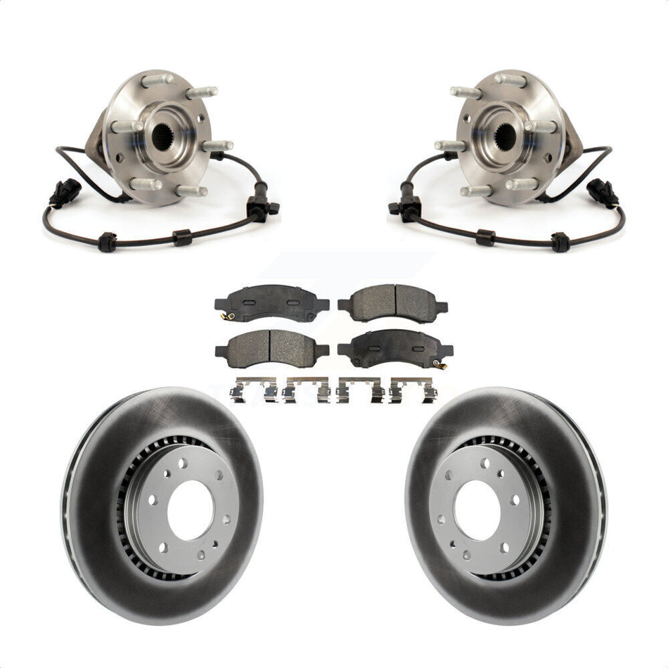 Front Hub Bearing Assembly With Coated Disc Brake Rotors And Semi-Metallic Pads Kit For Chevrolet Trailblazer GMC Envoy EXT XL Buick Rainier Saab 9-7x Isuzu Ascender SSR KBB-103515