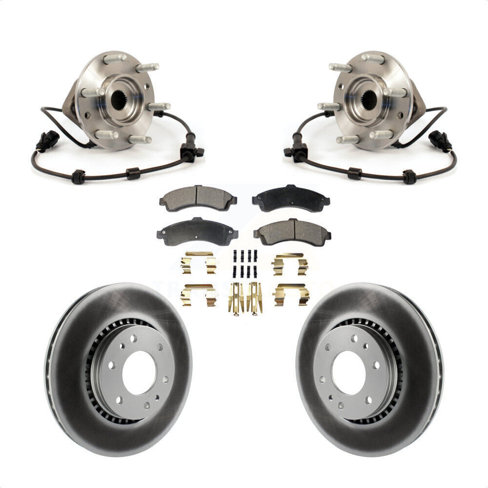 Front Hub Bearing Assembly With Coated Disc Brake Rotors And Semi-Metallic Pads Kit For Chevrolet Trailblazer GMC EXT Envoy XL Buick Rainier XUV SSR Isuzu Ascender Saab 9-7x KBB-103516