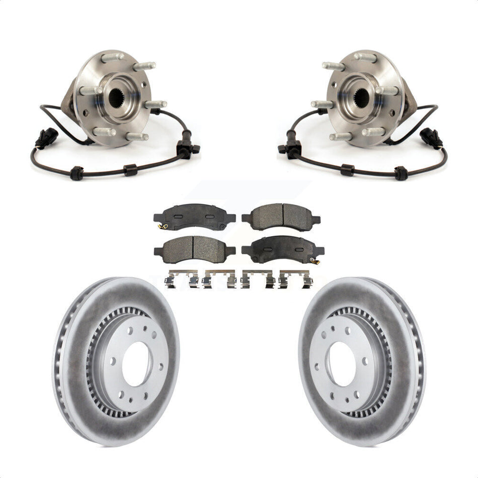 Front Hub Bearing Assembly With Coated Disc Brake Rotors And Semi-Metallic Pads Kit For Chevrolet Trailblazer GMC Envoy Buick Rainier Isuzu Ascender KBB-103517