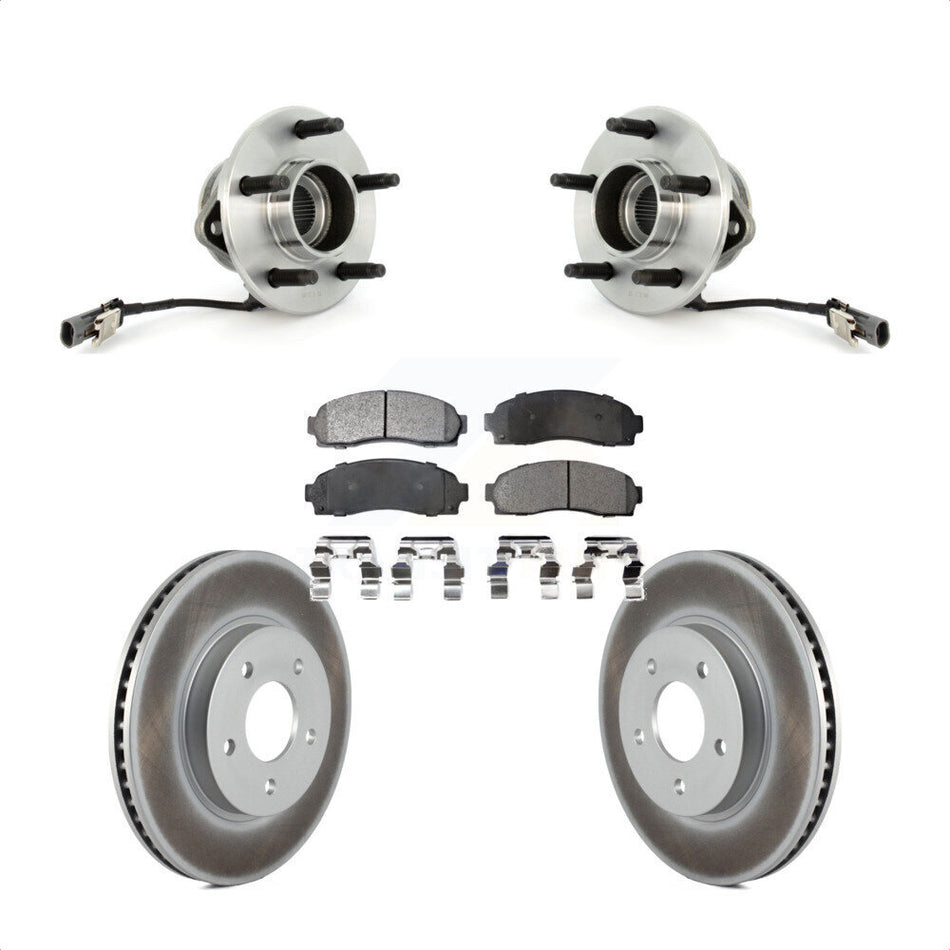 Front Hub Bearing Assembly With Coated Disc Brake Rotors And Semi-Metallic Pads Kit For Saturn Vue Chevrolet Equinox Pontiac Torrent KBB-103518
