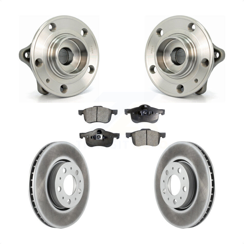 Front Hub Bearing Assembly With Coated Disc Brake Rotors And Semi-Metallic Pads Kit For Volvo S60 V70 XC70 S80 KBB-103524