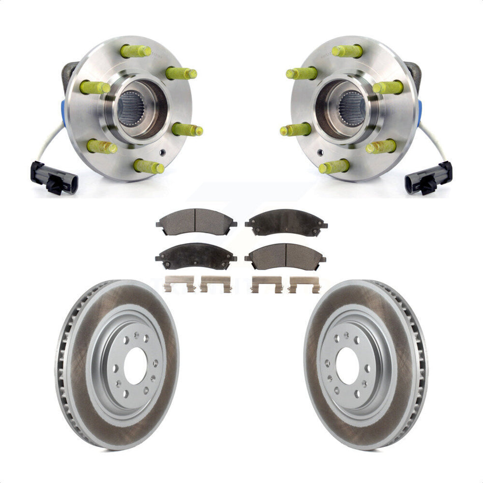 Front Hub Bearing Assembly With Coated Disc Brake Rotors And Semi-Metallic Pads Kit For 2004-2009 Cadillac SRX AWD KBB-103529
