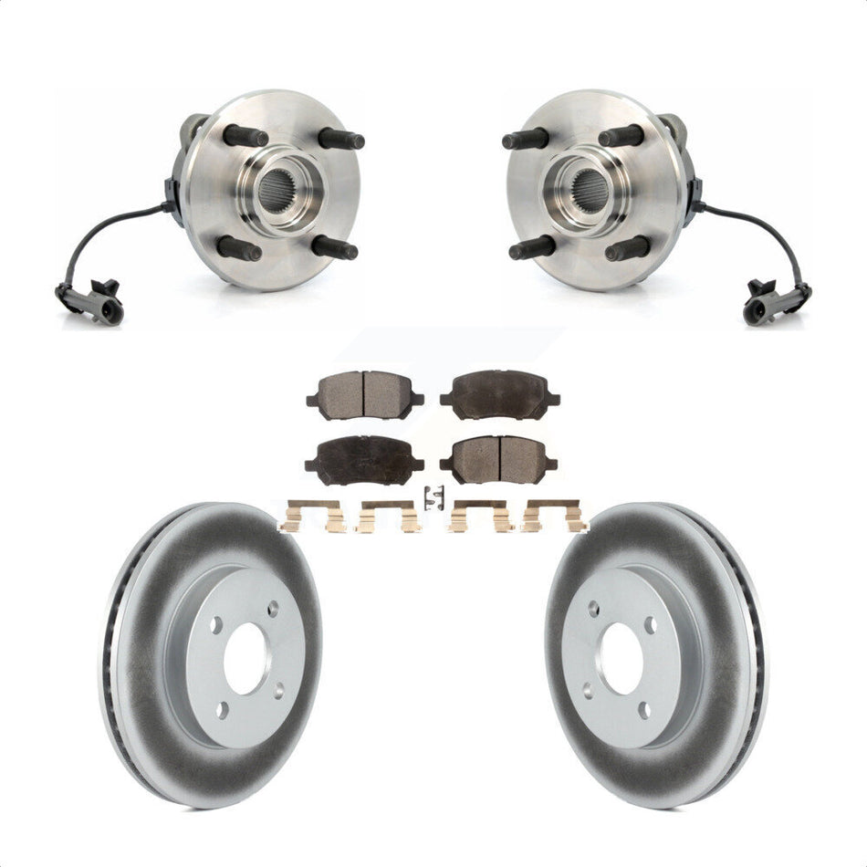 Front Hub Bearing Assembly With Coated Disc Brake Rotors And Semi-Metallic Pads Kit For Chevrolet Cobalt Saturn Ion Pontiac G5 Pursuit KBB-103531