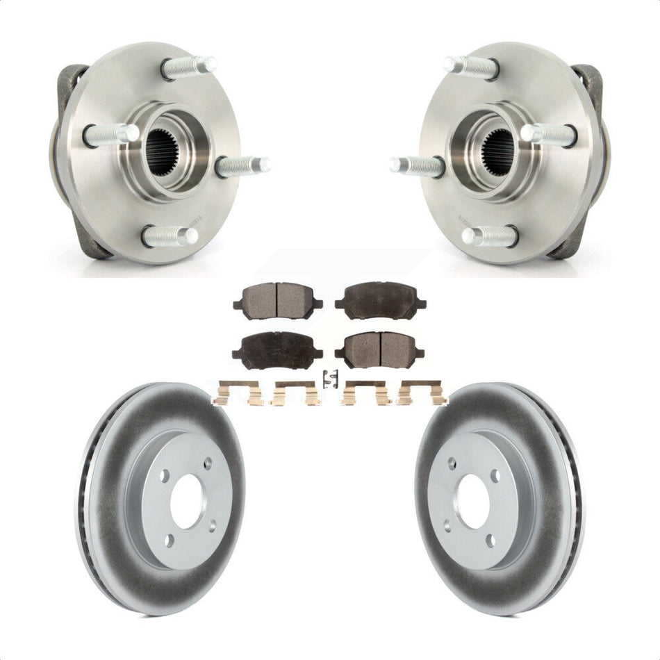 Front Hub Bearing Assembly With Coated Disc Brake Rotors And Semi-Metallic Pads Kit For Chevrolet Cobalt Saturn Ion Pontiac G5 Pursuit KBB-103534