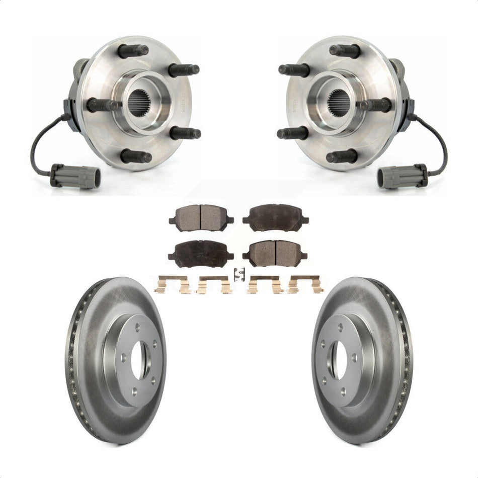 Front Hub Bearing Assembly With Coated Disc Brake Rotors And Semi-Metallic Pads Kit For Chevrolet Cobalt Pontiac G5 KBB-103539