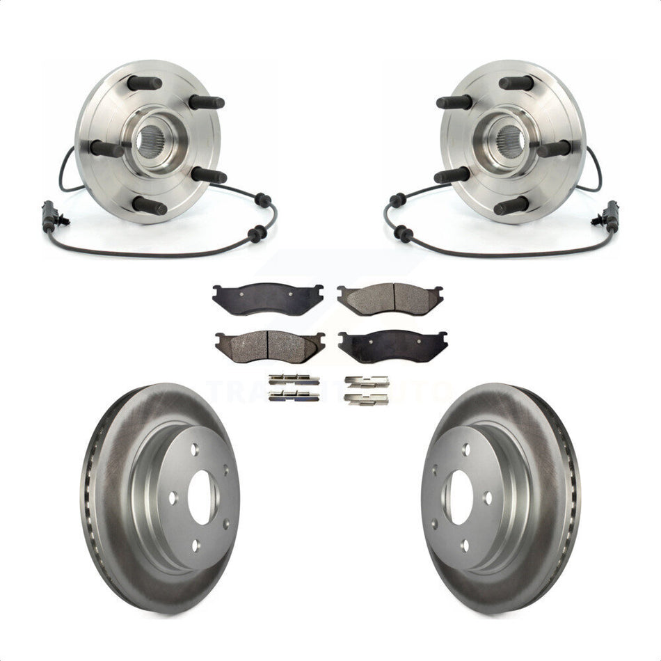 Front Hub Bearing Assembly With Coated Disc Brake Rotors And Semi-Metallic Pads Kit For 2004-2005 Dodge Durango KBB-103540