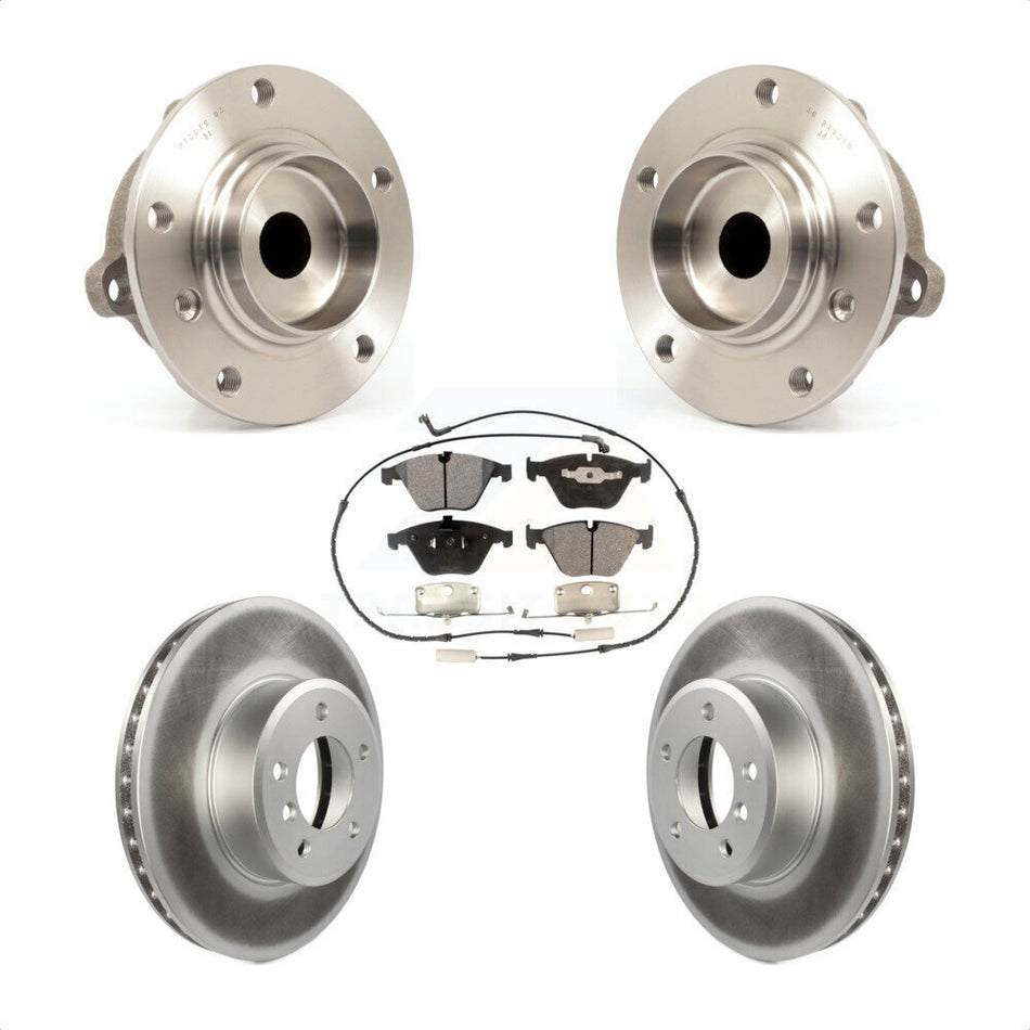 Front Hub Bearing Assembly With Coated Disc Brake Rotors And Semi-Metallic Pads Kit For BMW 530i 528i 525i KBB-103541