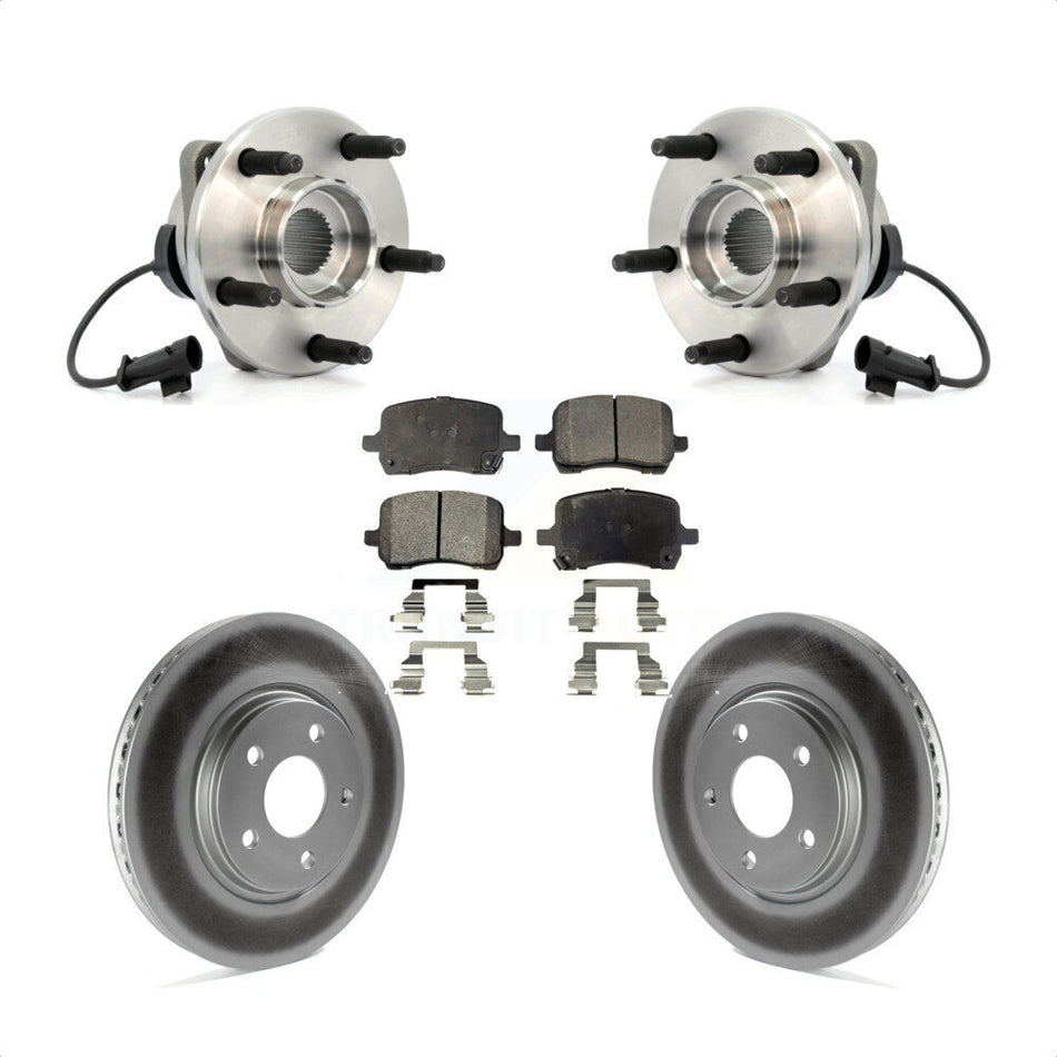 Front Hub Bearing Assembly With Coated Disc Brake Rotors And Semi-Metallic Pads Kit For Chevrolet Malibu HHR Pontiac G6 KBB-103545