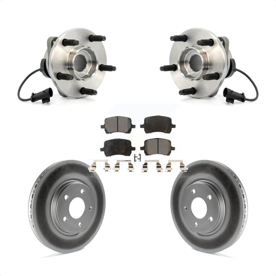 Front Hub Bearing Assembly With Coated Disc Brake Rotors And Semi-Metallic Pads Kit For Chevrolet Malibu Pontiac G6 Saturn Aura KBB-103546