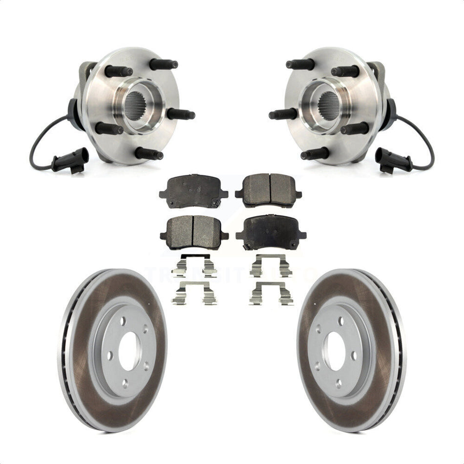 Front Hub Bearing Assembly With Coated Disc Brake Rotors And Semi-Metallic Pads Kit For Chevrolet Malibu KBB-103547