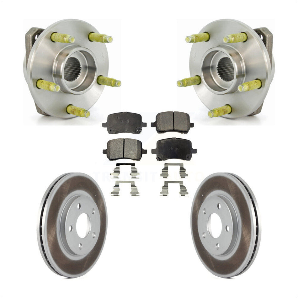 Front Hub Bearing Assembly With Coated Disc Brake Rotors And Semi-Metallic Pads Kit For Chevrolet Malibu KBB-103551