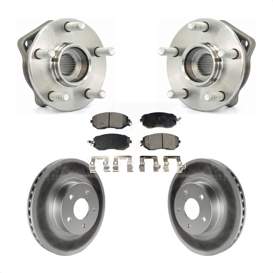 Front Hub Bearing Assembly With Coated Disc Brake Rotors And Semi-Metallic Pads Kit For Subaru Impreza KBB-103555