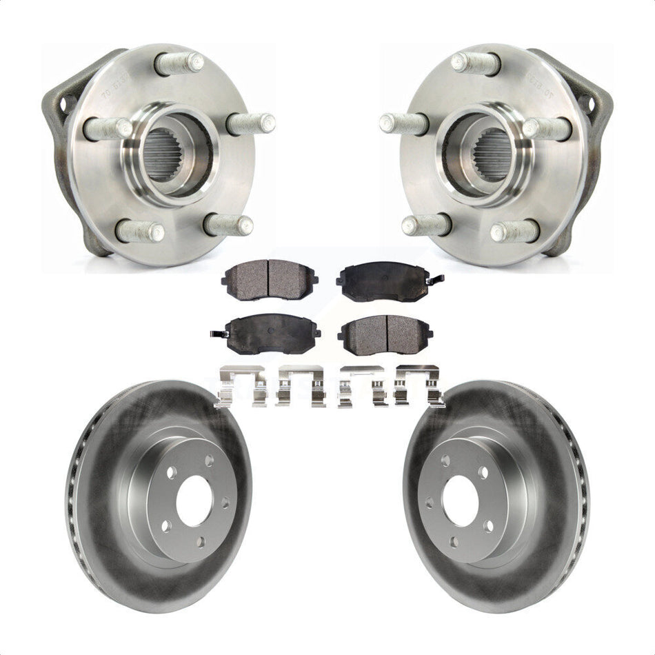 Front Hub Bearing Assembly With Coated Disc Brake Rotors And Semi-Metallic Pads Kit For Subaru Impreza Legacy KBB-103556